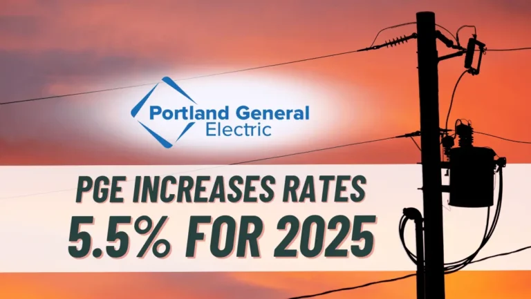 PGE Portland General Electric increases energy price rate 5.5% for 2025 in Oregon