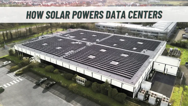 Solar panels on a data centers.