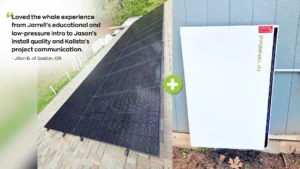 Rooftop solar panels coupled with Franklin A series battery backup system for home in Gaston, Oregon.