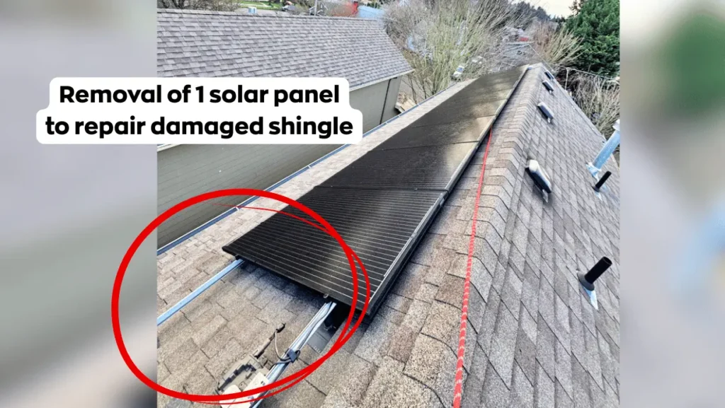 Removing solar panels to repair roof shingles in Portland, Oregon. Finding another solar company after yours goes out of business.