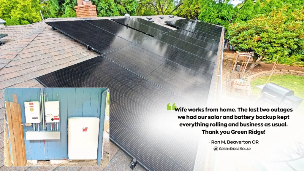 Solar panels and battery backup saves work from home (WFH) owner in Beaverton Oregon