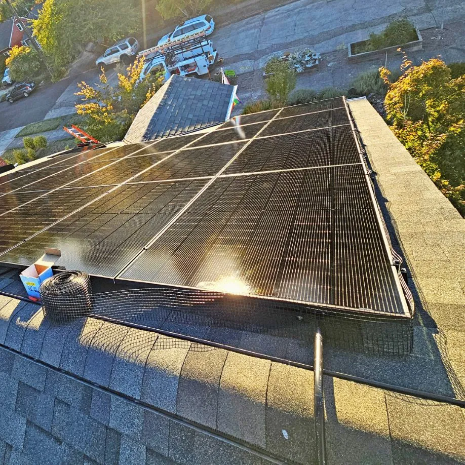 Critter Guard on Solar Panels to protect against squirrels, birds, rodents, pests.
